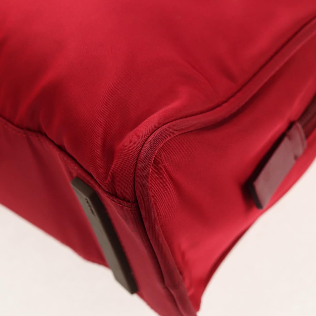 PRADA Shoulder Bag Nylon Red Silver Auth BA7317V