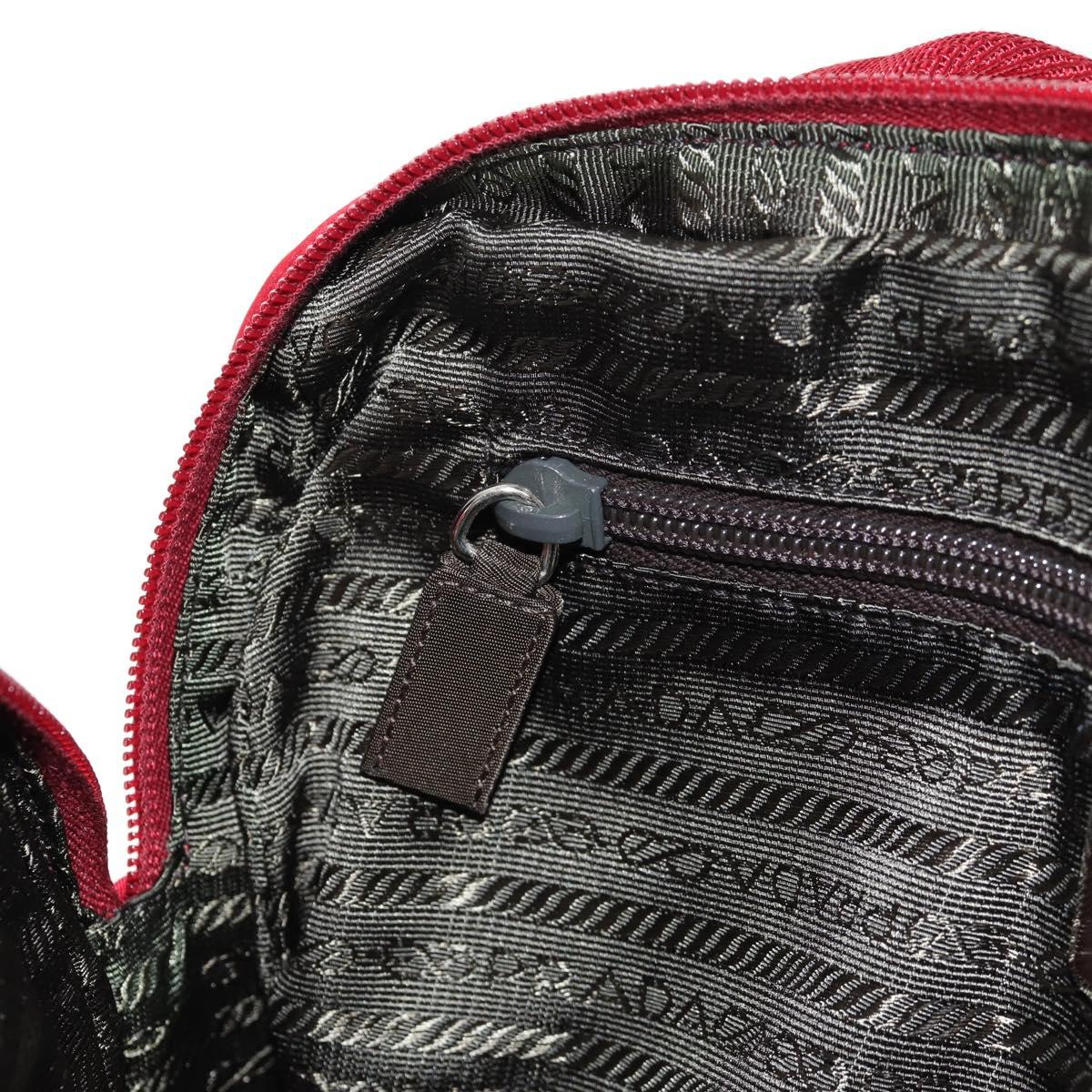 PRADA Shoulder Bag Nylon Red Silver Auth BA7317V