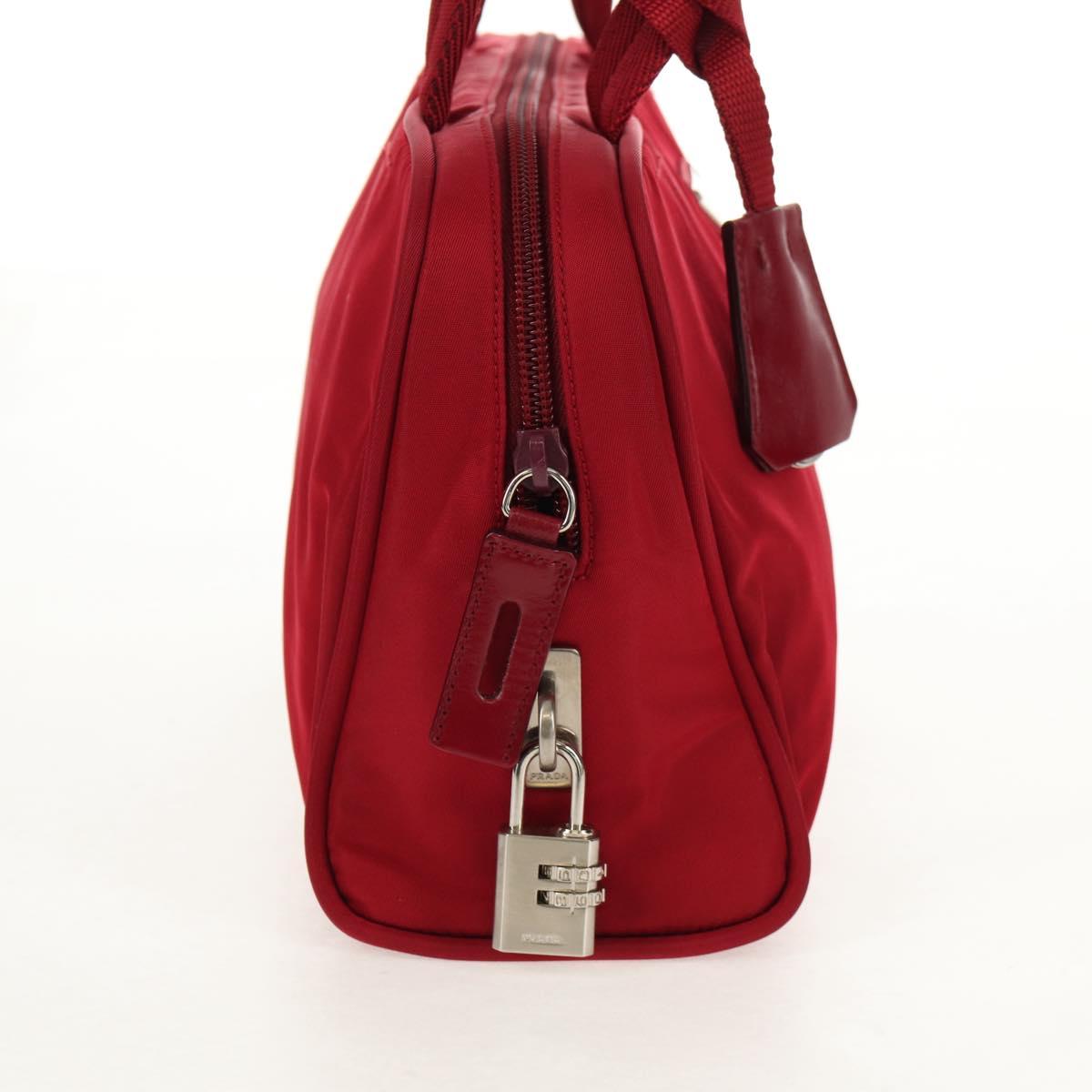 PRADA Shoulder Bag Nylon Red Silver Auth BA7317V