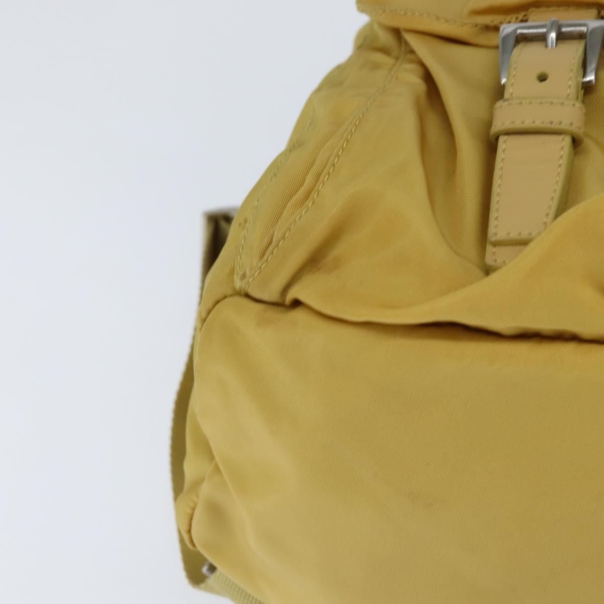PRADA Backpack Nylon Yellow Silver Auth BA7318