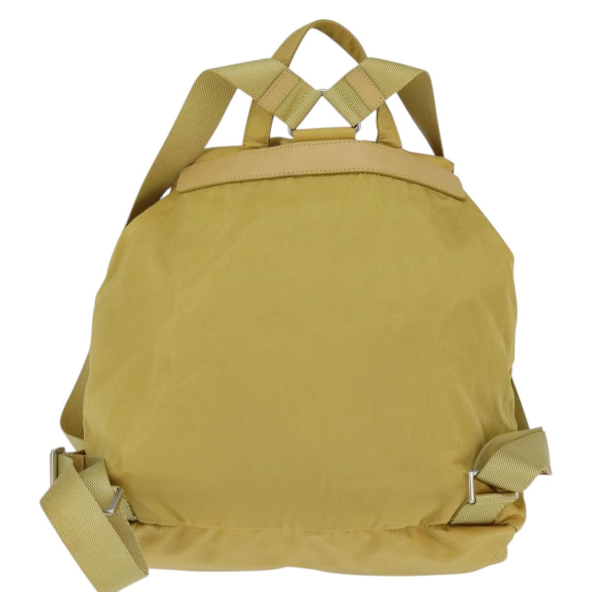 PRADA Backpack Nylon Yellow Silver Auth BA7318