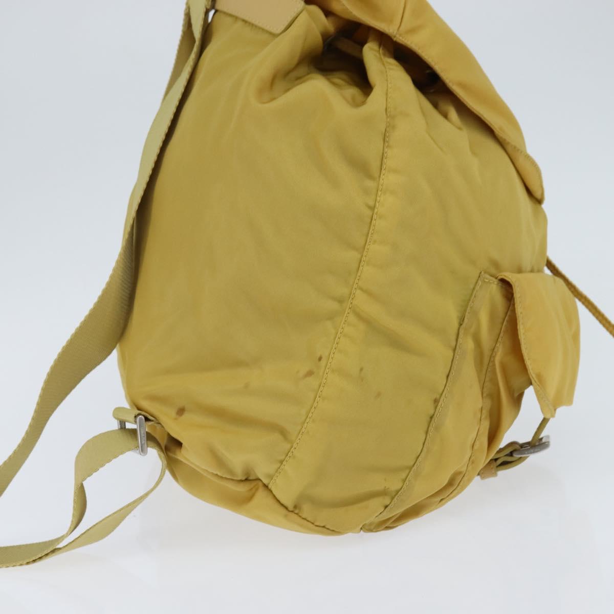 PRADA Backpack Nylon Yellow Silver Auth BA7318