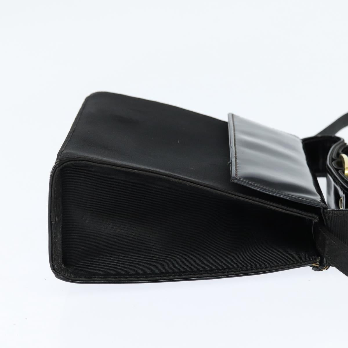 Salvatore Ferragamo Vala Shoulder Bag Canvas Black Gold Auth BA7319