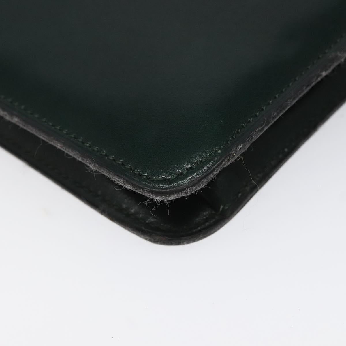 Christian Dior Hand Bag Leather Green Gold Auth BA732