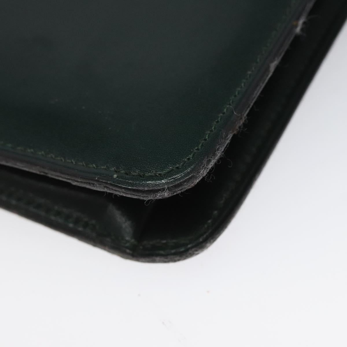 Christian Dior Hand Bag Leather Green Gold Auth BA732