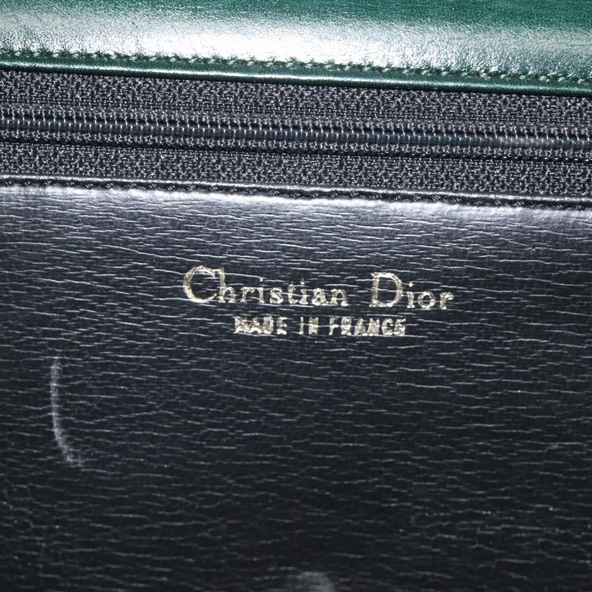 Christian Dior Hand Bag Leather Green Gold Auth BA732