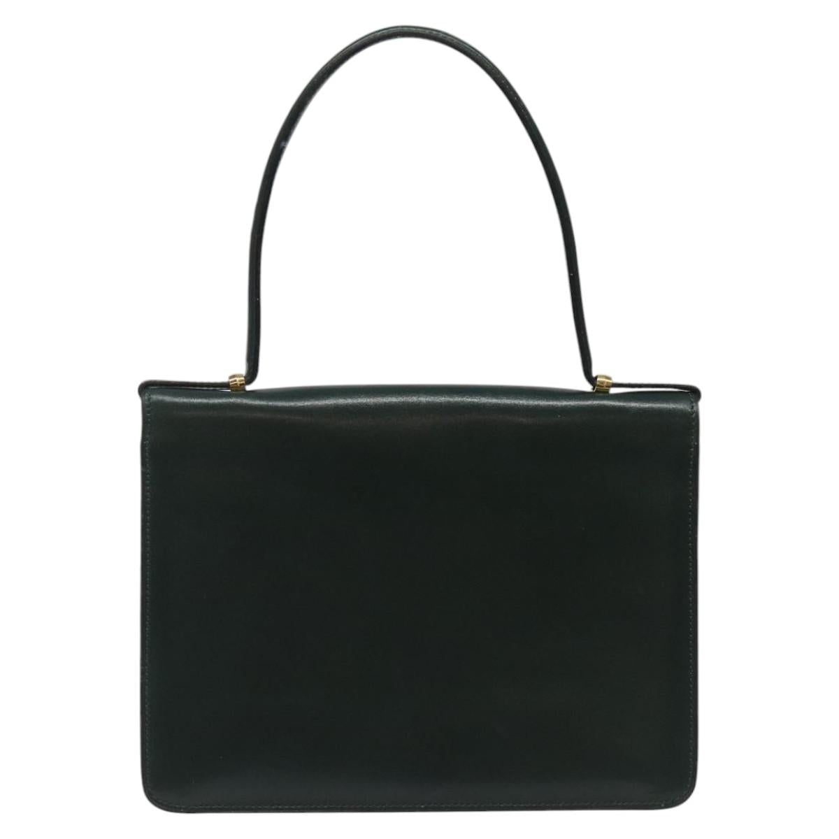 Christian Dior Hand Bag Leather Green Gold Auth BA732