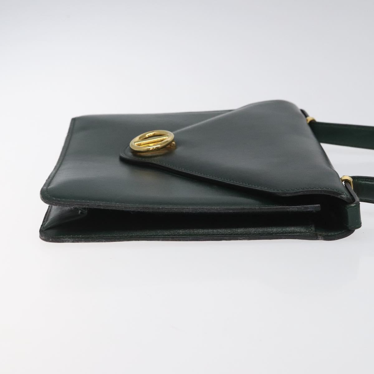 Christian Dior Hand Bag Leather Green Gold Auth BA732