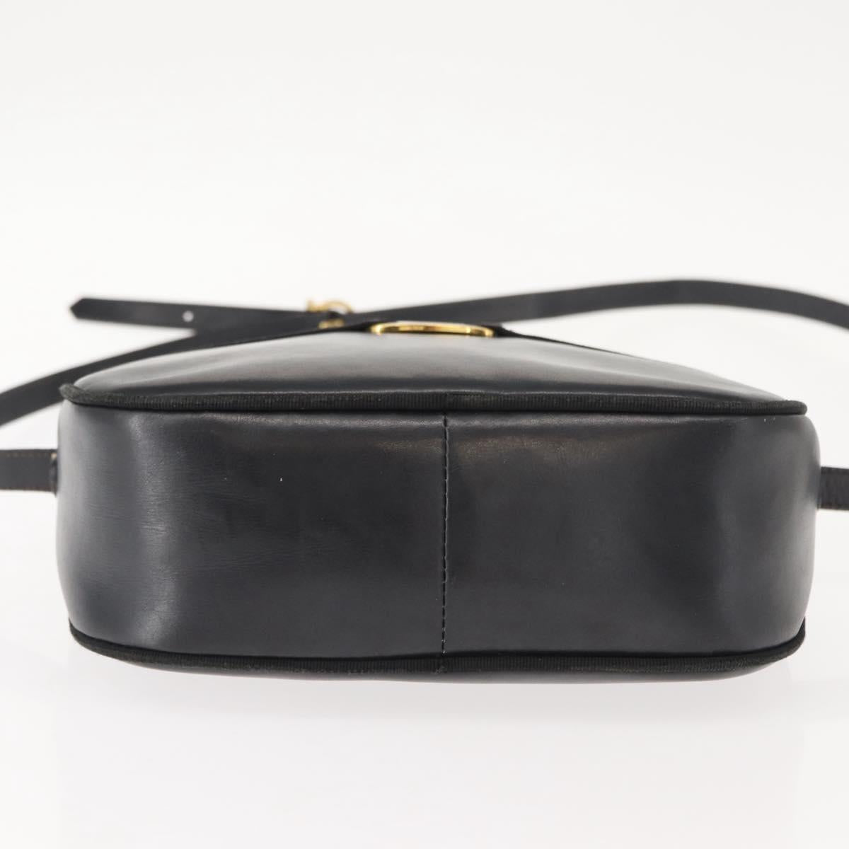 Salvatore Ferragamo Vala Shoulder Bag Leather Black Gold Auth BA7320