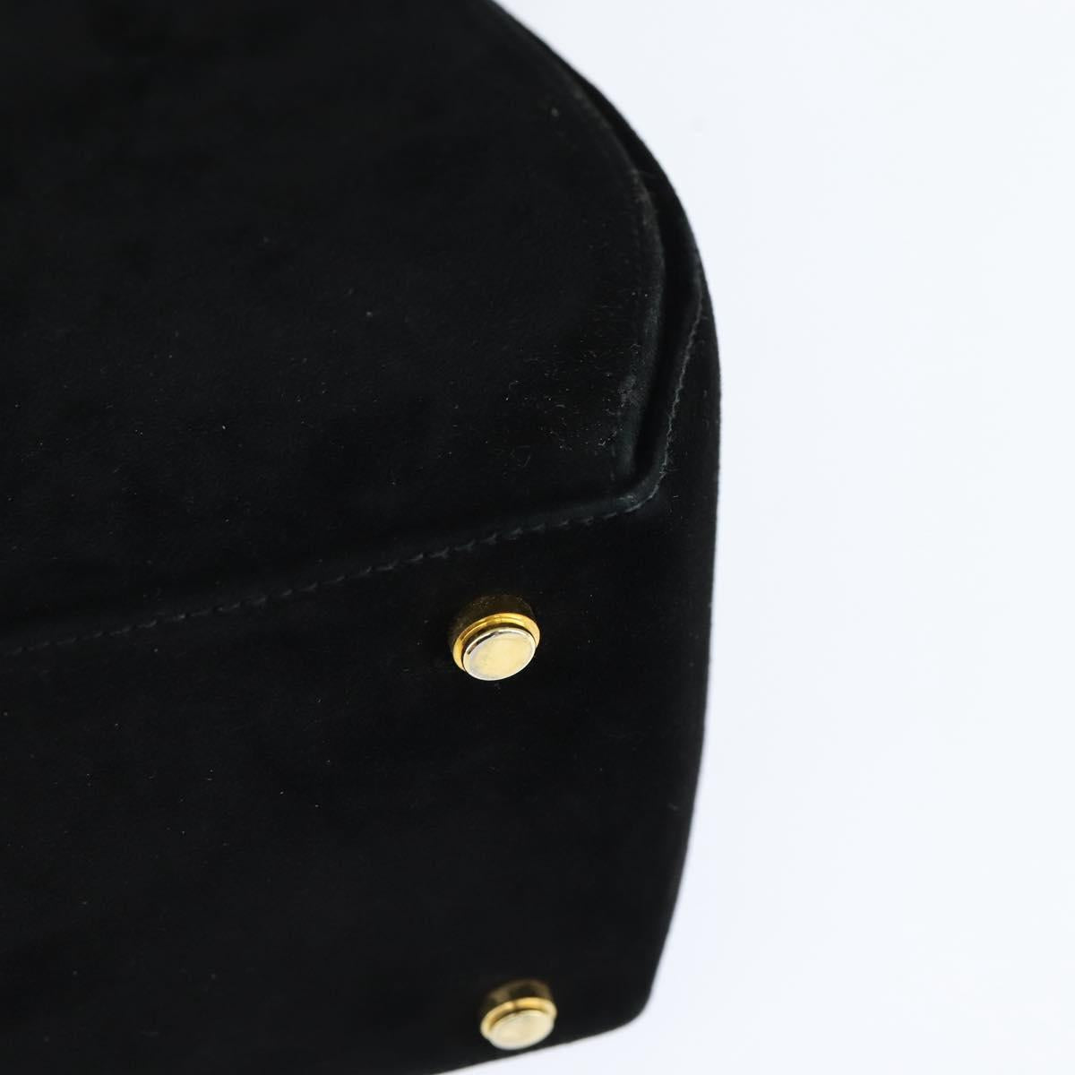 Salvatore Ferragamo Hand Bag Suede 2way Black Gold Auth BA7321