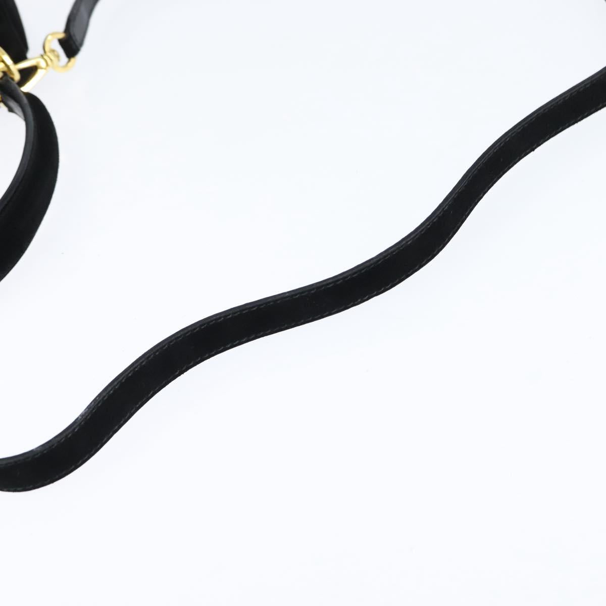 Salvatore Ferragamo Hand Bag Suede 2way Black Gold Auth BA7321