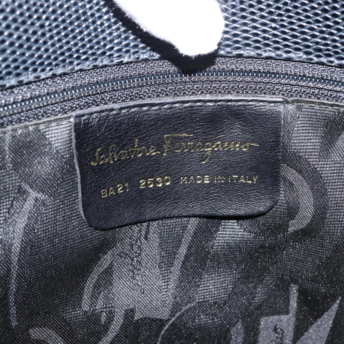 Salvatore Ferragamo Vala Tote Bag Leather Navy Gold Auth BA7322