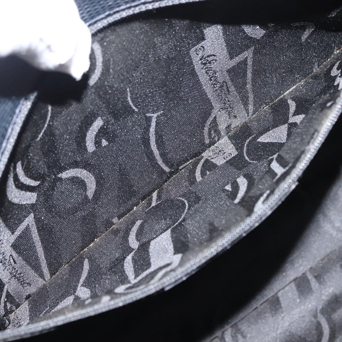 Salvatore Ferragamo Vala Tote Bag Leather Navy Gold Auth BA7322