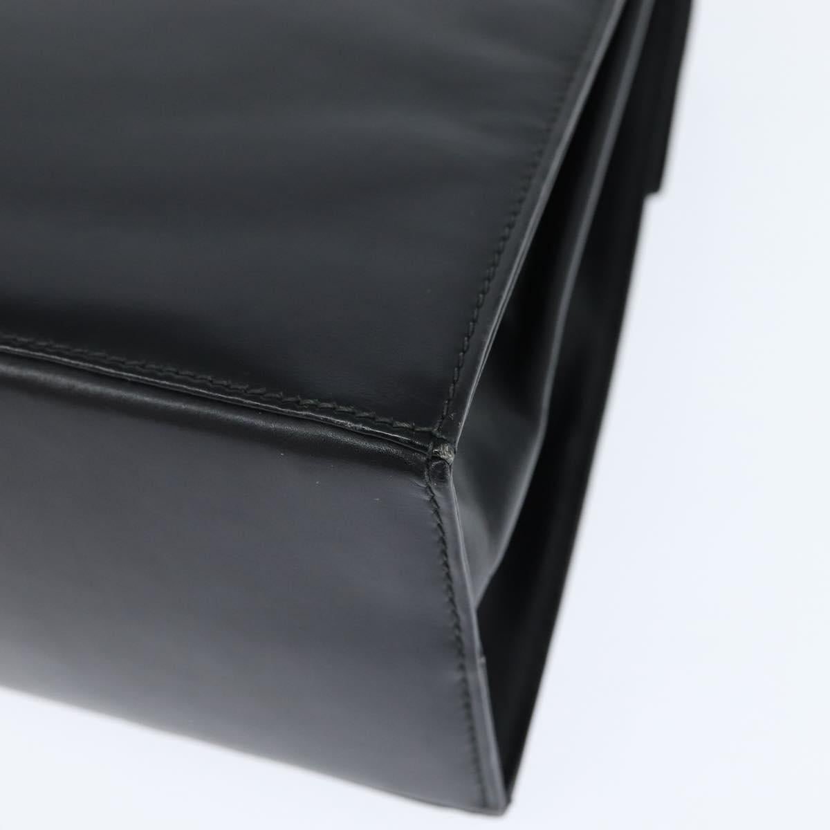 Salvatore Ferragamo Gancini Hand Bag Leather 2way Black Gold Auth BA7323