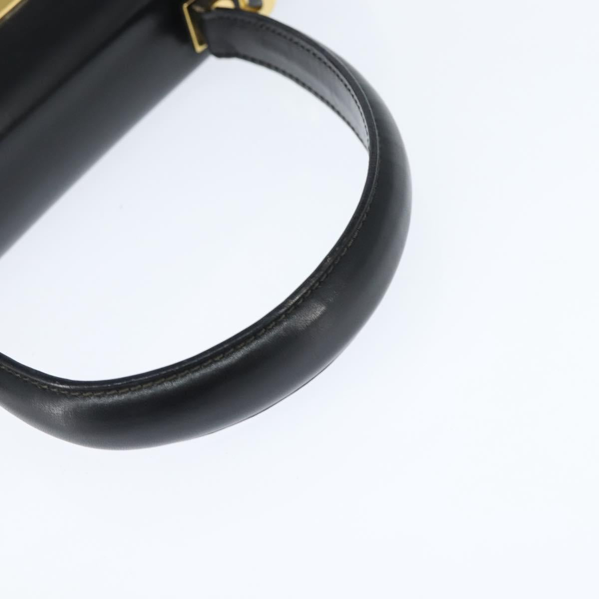 Salvatore Ferragamo Gancini Hand Bag Leather 2way Black Gold Auth BA7323