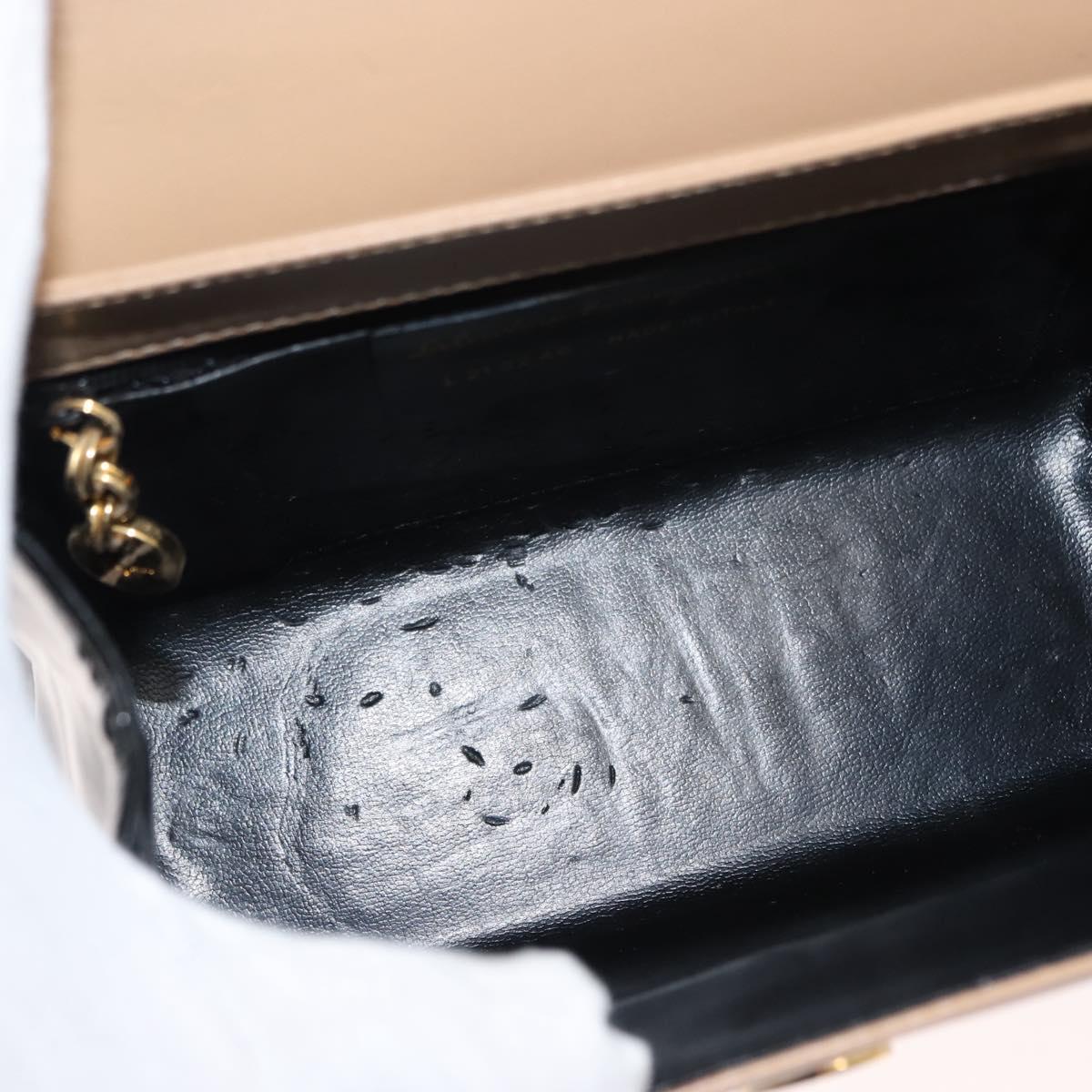 Salvatore Ferragamo Chain Shoulder Bag Leather Beige Gold Auth BA7325