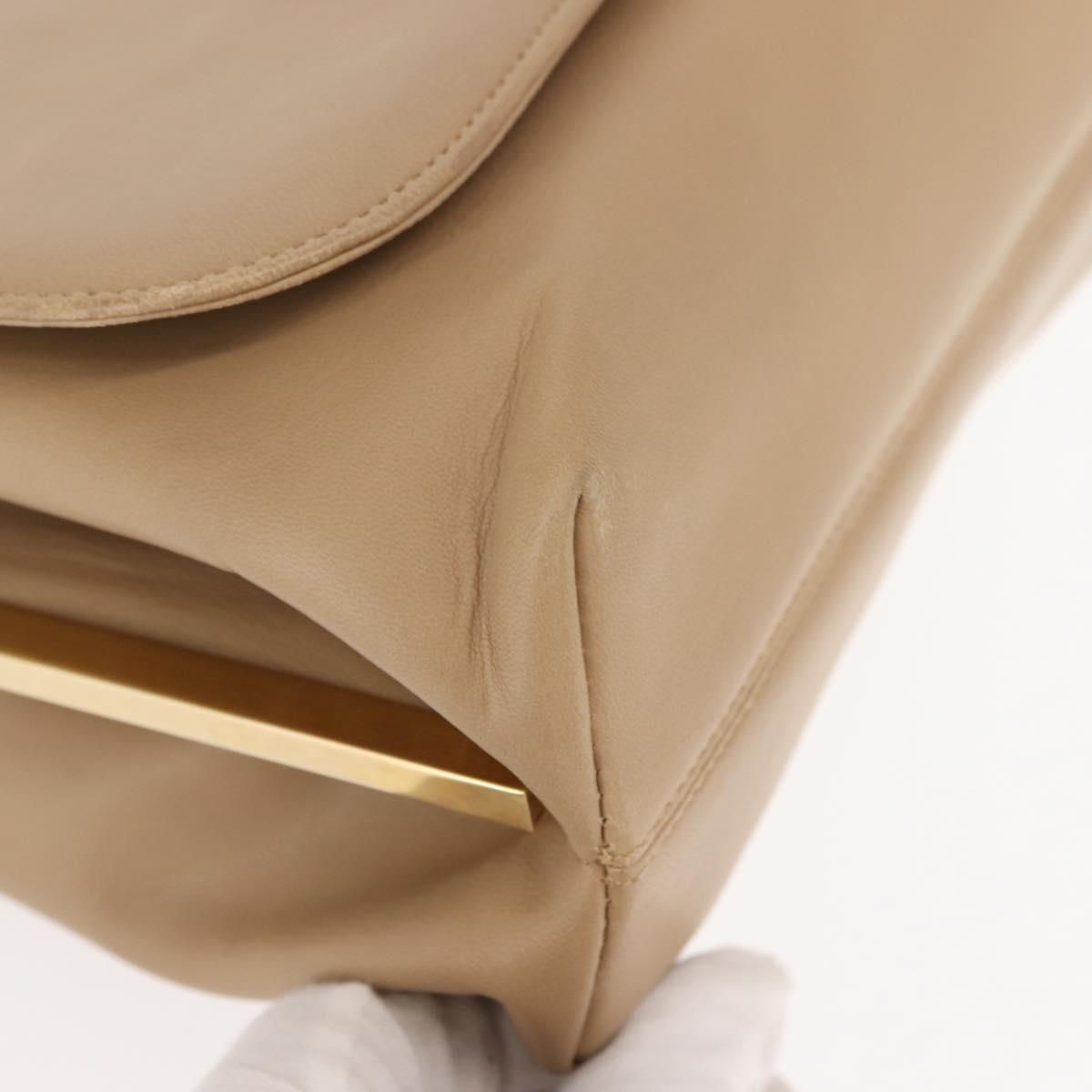 Salvatore Ferragamo Hand Bag Leather Beige Gold Auth BA7326