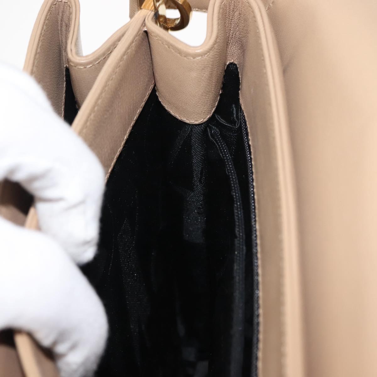 Salvatore Ferragamo Hand Bag Leather Beige Gold Auth BA7326