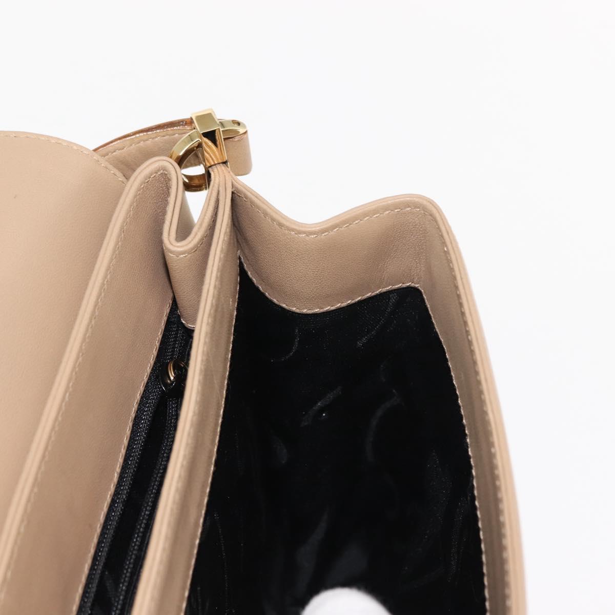 Salvatore Ferragamo Hand Bag Leather Beige Gold Auth BA7326