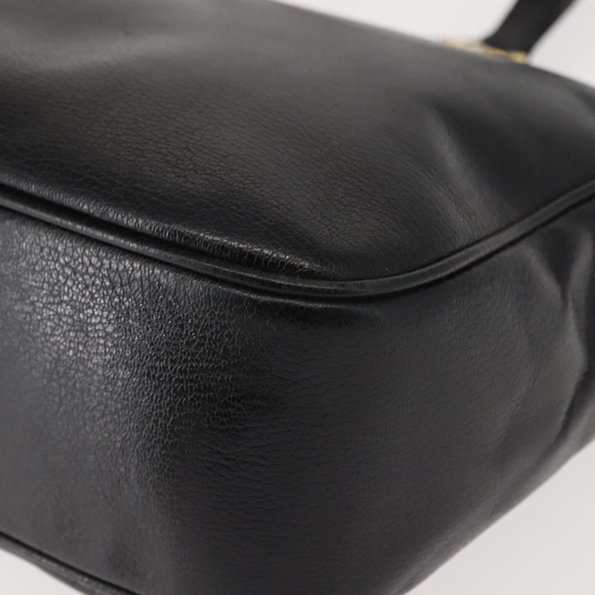 Salvatore Ferragamo Gancini Tote Bag Leather Black Gold Auth BA7327