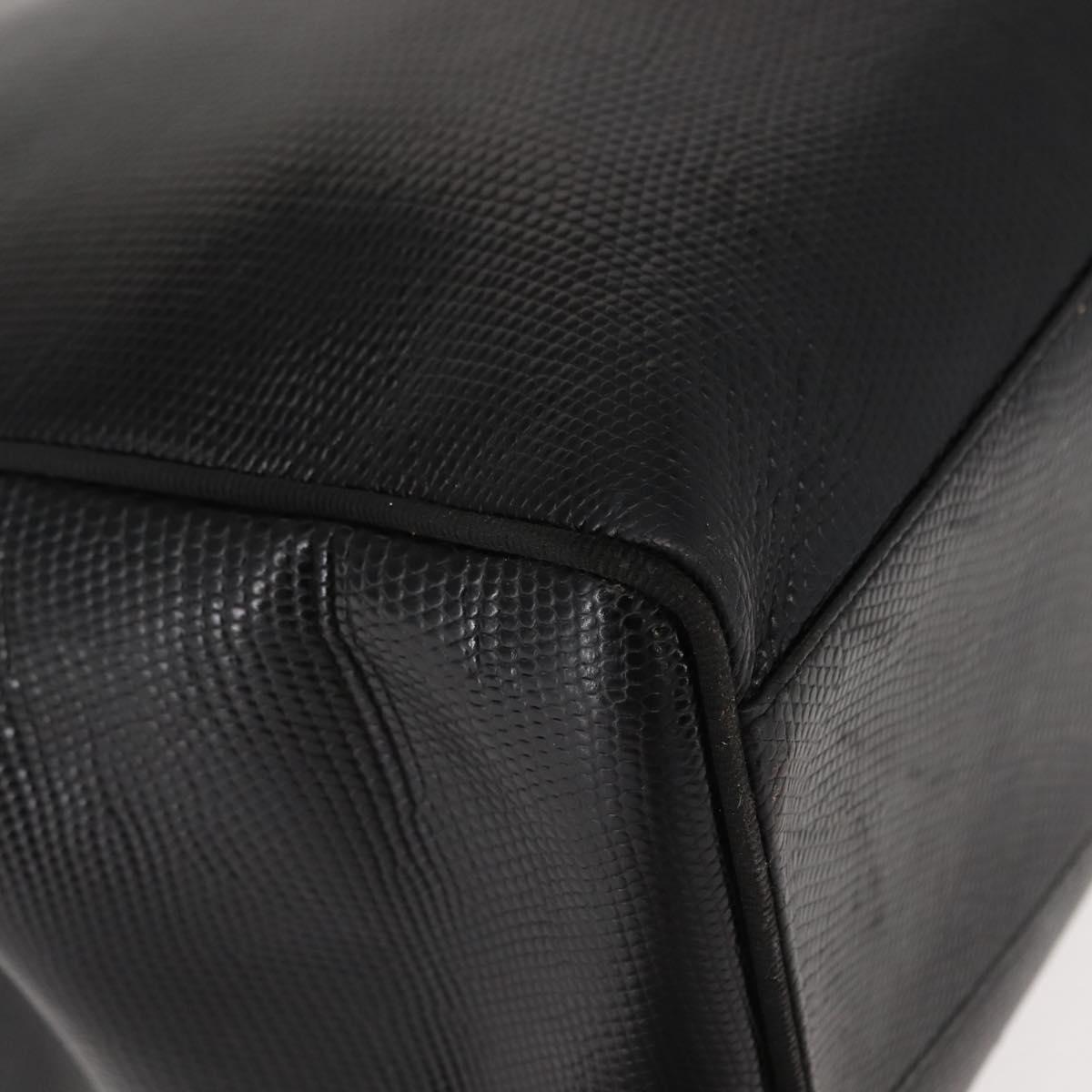 Salvatore Ferragamo Vala Embossing Tote Bag Leather Black Gold Auth BA7328