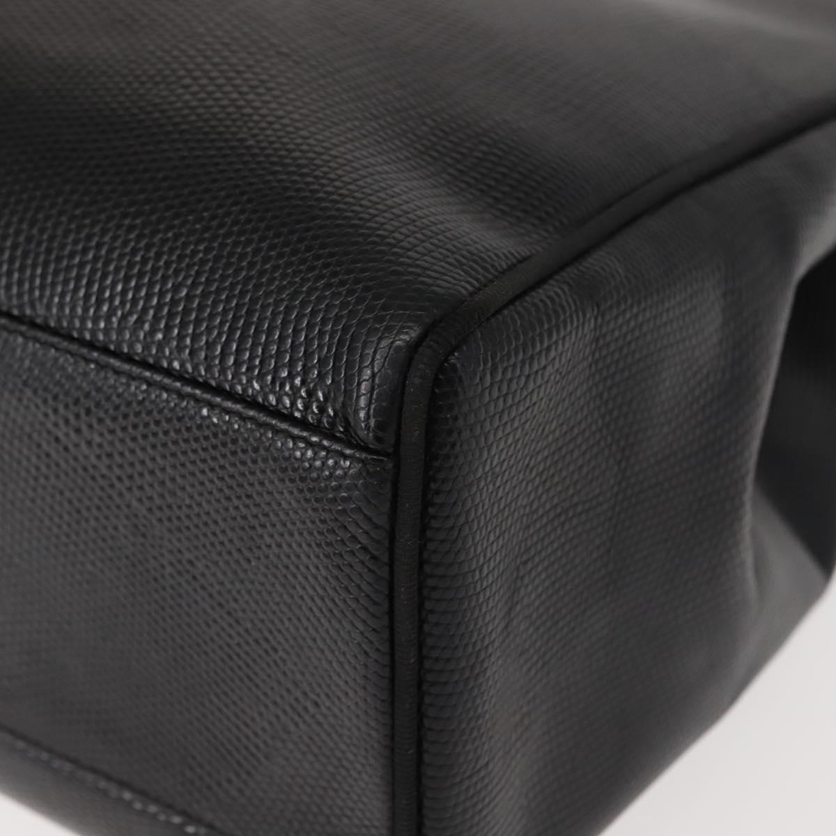 Salvatore Ferragamo Vala Embossing Tote Bag Leather Black Gold Auth BA7328