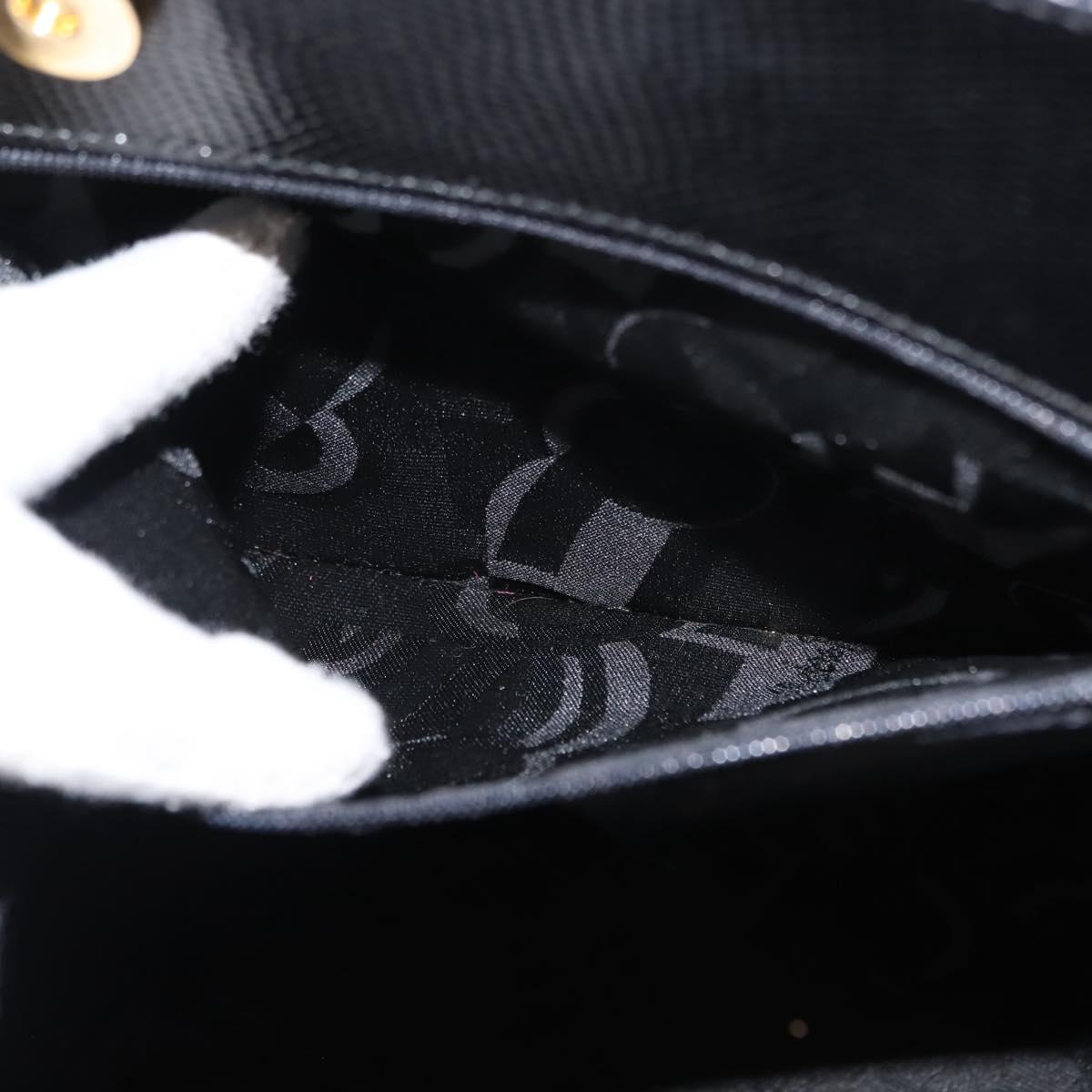 Salvatore Ferragamo Vala Embossing Tote Bag Leather Black Gold Auth BA7328