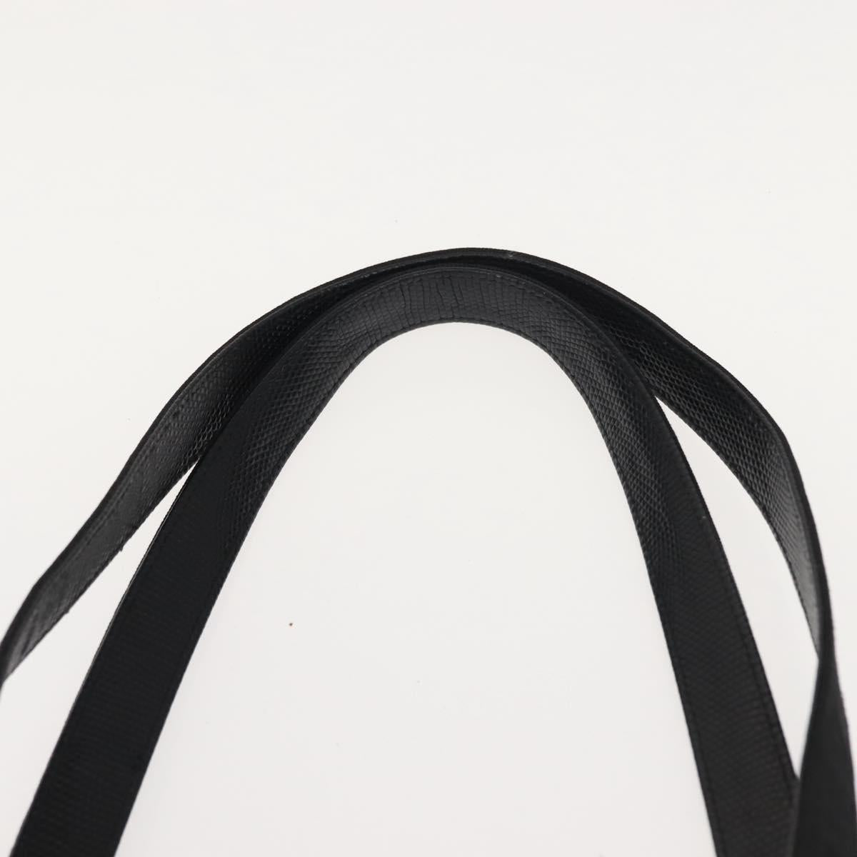 Salvatore Ferragamo Vala Embossing Tote Bag Leather Black Gold Auth BA7328