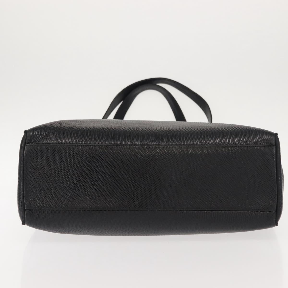 Salvatore Ferragamo Vala Embossing Tote Bag Leather Black Gold Auth BA7328