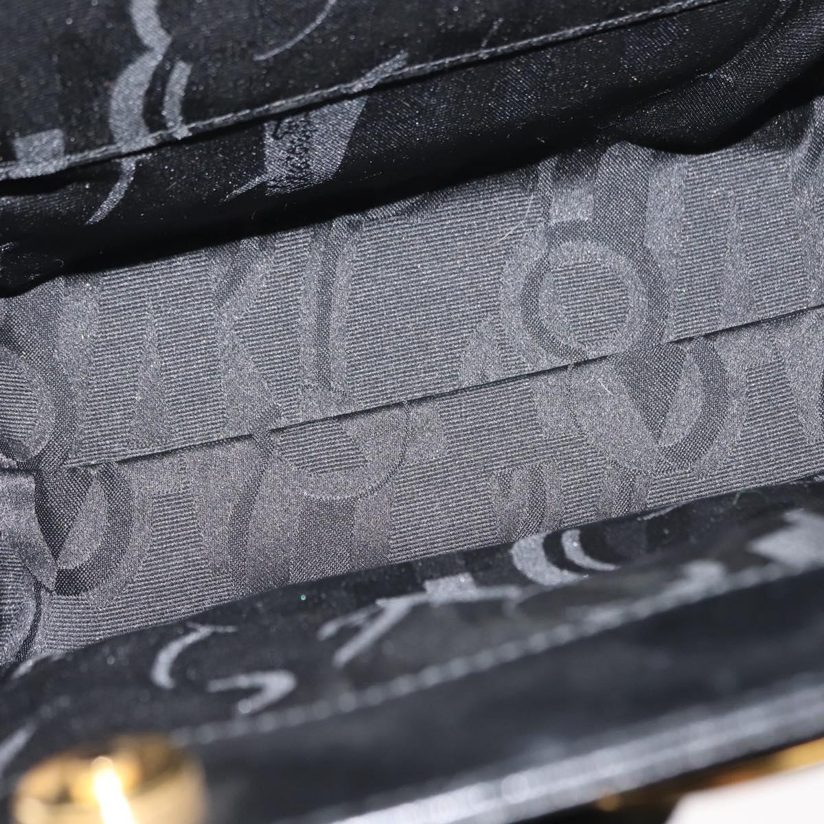 Salvatore Ferragamo Vala Hand Bag Leather 2way Black Gold Auth BA7329