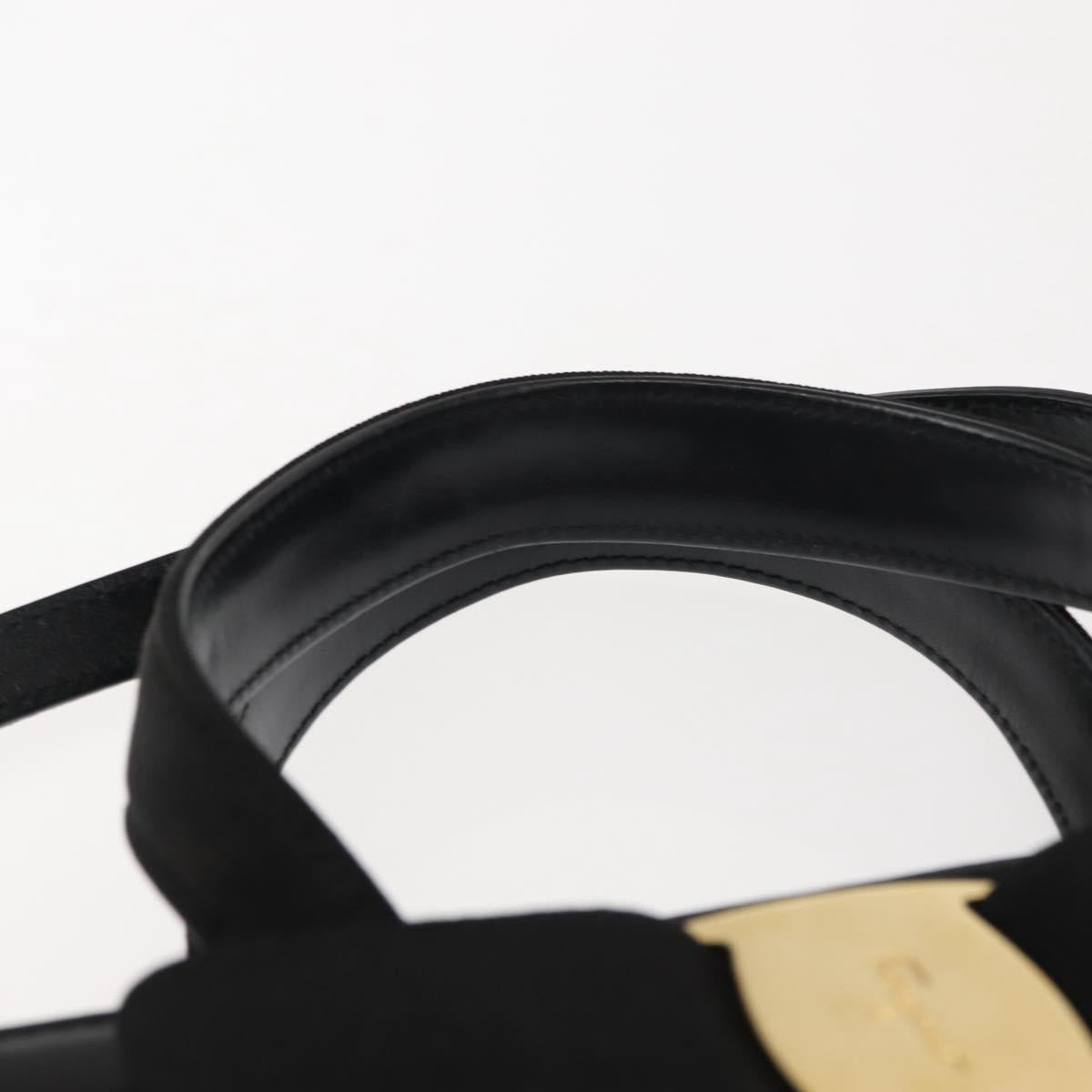 Salvatore Ferragamo Vala Hand Bag Leather 2way Black Gold Auth BA7329