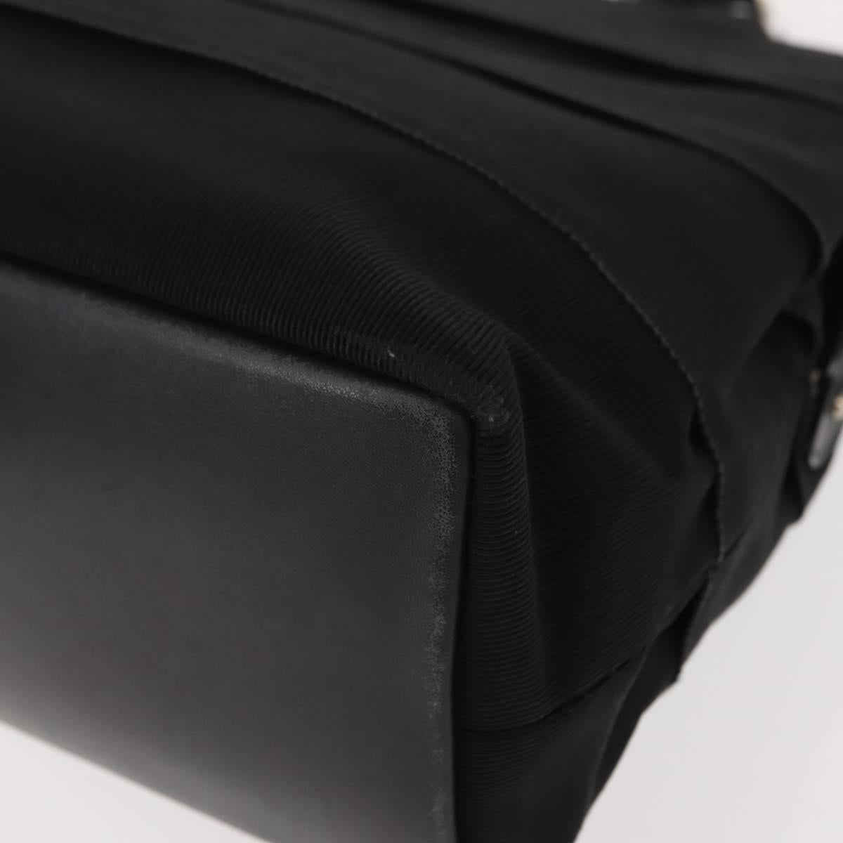 Salvatore Ferragamo Vala Hand Bag Canvas Black Silver Auth BA7330