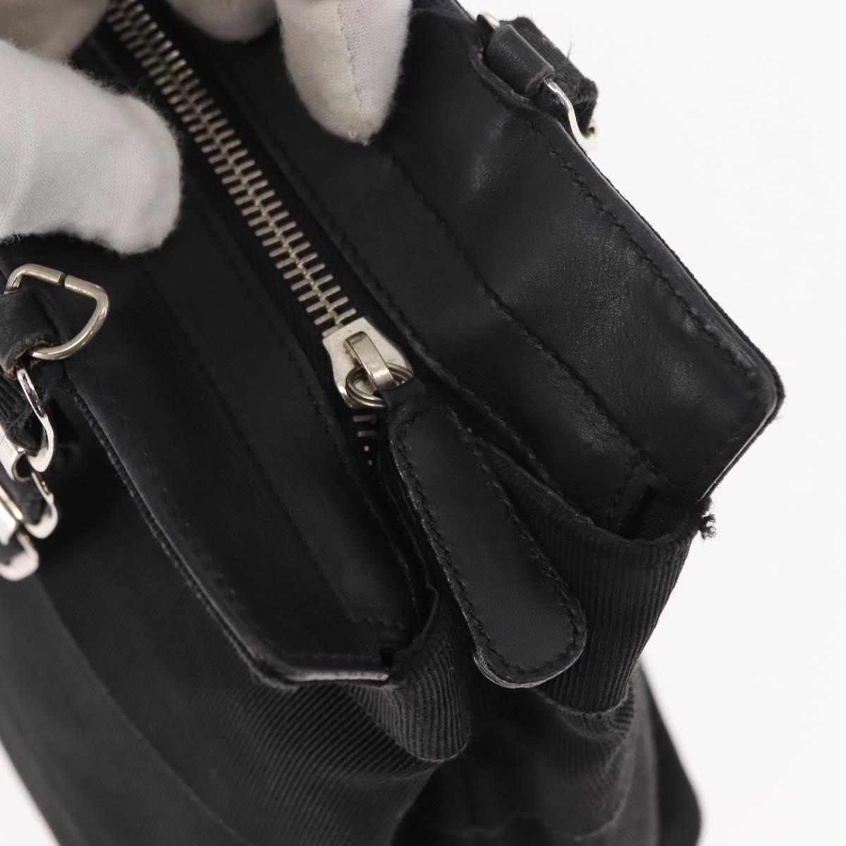 Salvatore Ferragamo Vala Hand Bag Canvas Black Silver Auth BA7330