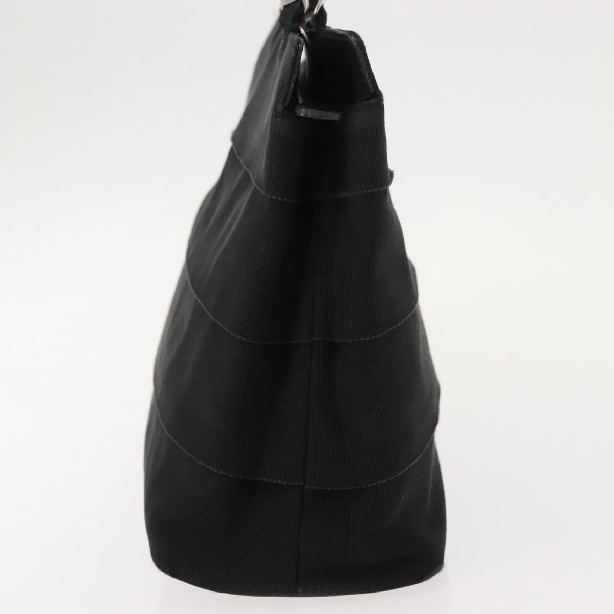 Salvatore Ferragamo Vala Hand Bag Canvas Black Silver Auth BA7330