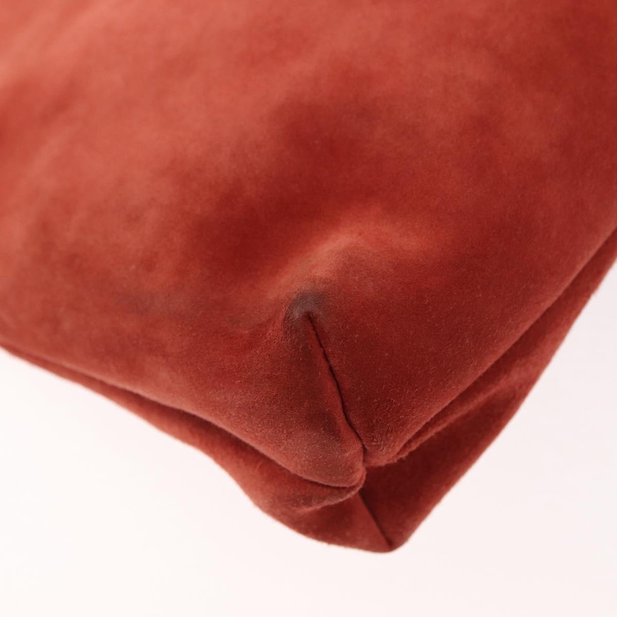 Salvatore Ferragamo Vala Shoulder Bag Suede Red Gold Auth BA7331