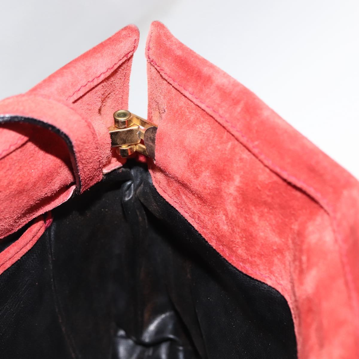 Salvatore Ferragamo Vala Shoulder Bag Suede Red Gold Auth BA7331