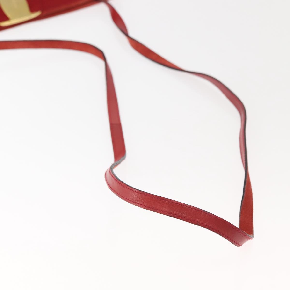 Salvatore Ferragamo Vala Shoulder Bag Suede Red Gold Auth BA7331