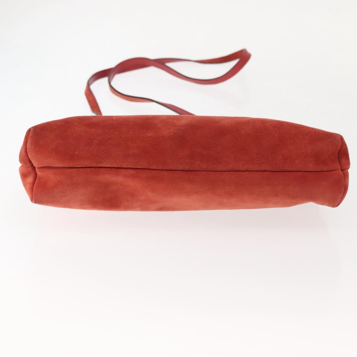 Salvatore Ferragamo Vala Shoulder Bag Suede Red Gold Auth BA7331