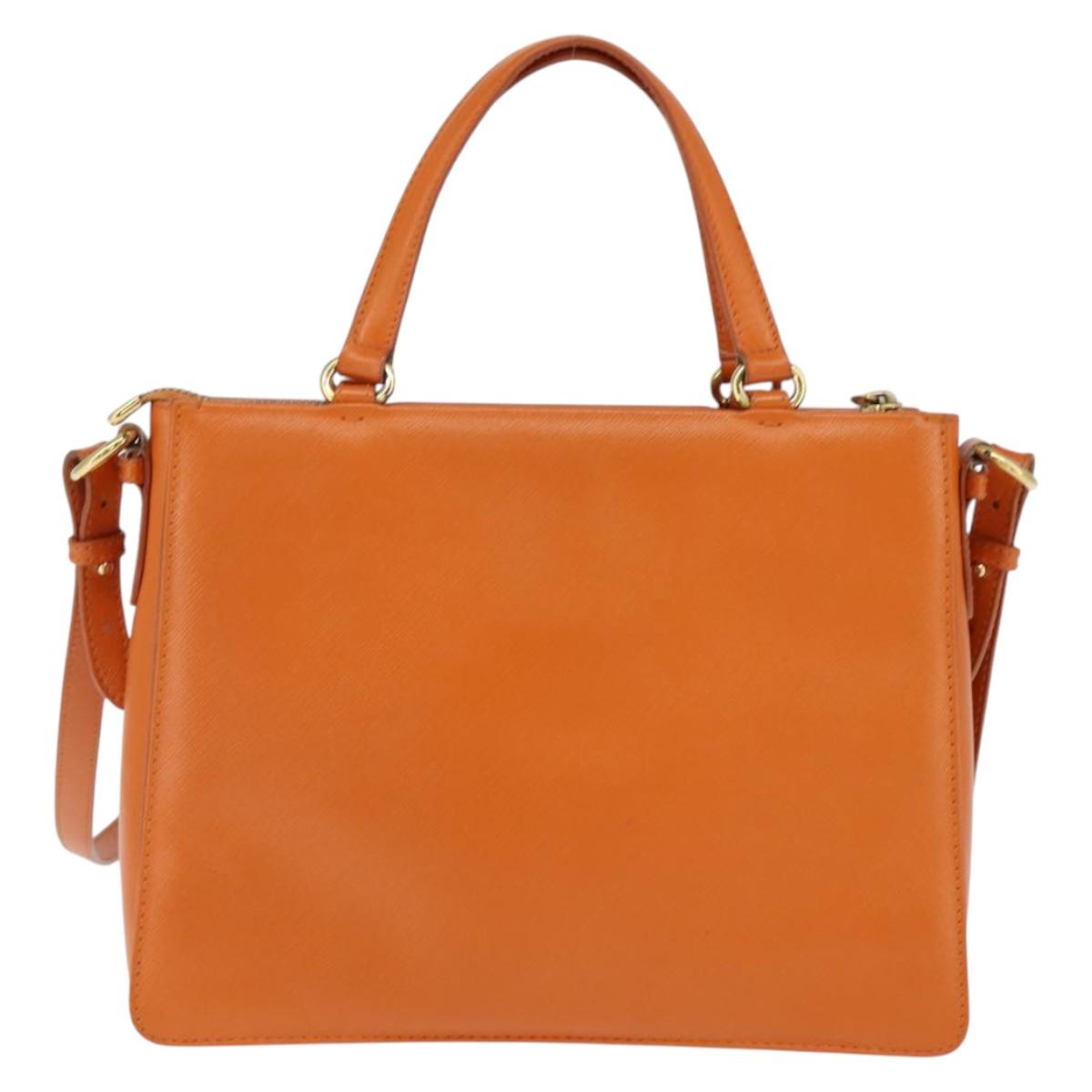 Salvatore Ferragamo Vala Tote Bag Leather 2way Orange Gold Auth BA7333