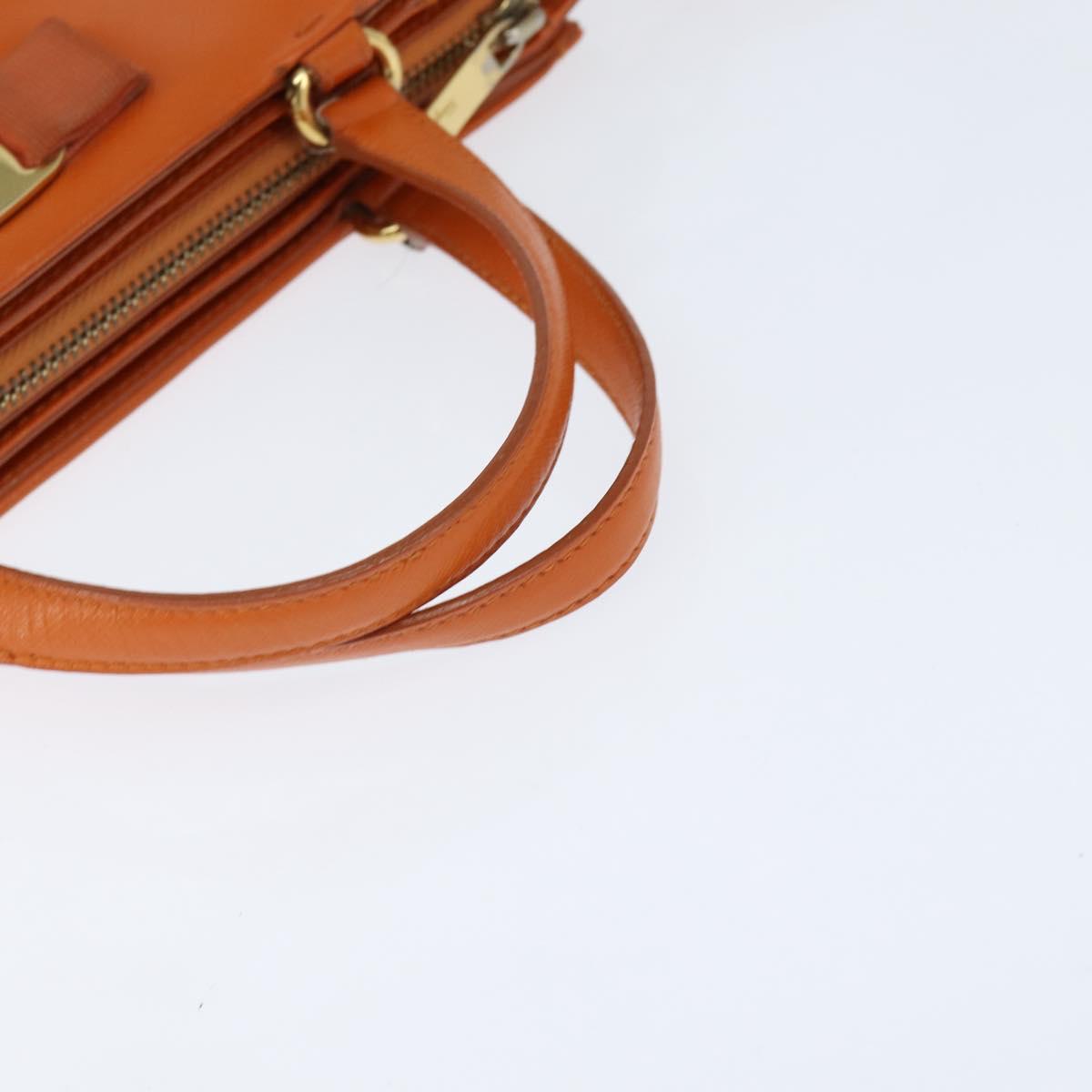 Salvatore Ferragamo Vala Tote Bag Leather 2way Orange Gold Auth BA7333