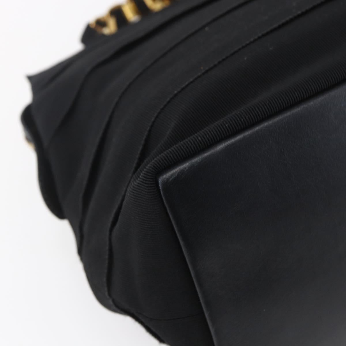 Salvatore Ferragamo Chain Vala Tote Bag Canvas Navy Gold Auth BA7334