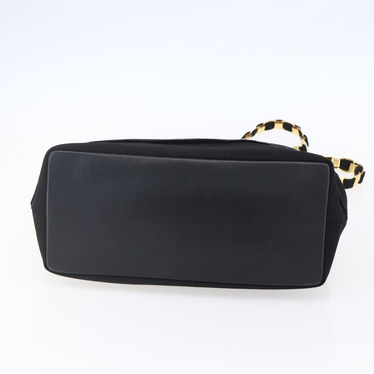 Salvatore Ferragamo Chain Vala Tote Bag Canvas Navy Gold Auth BA7334