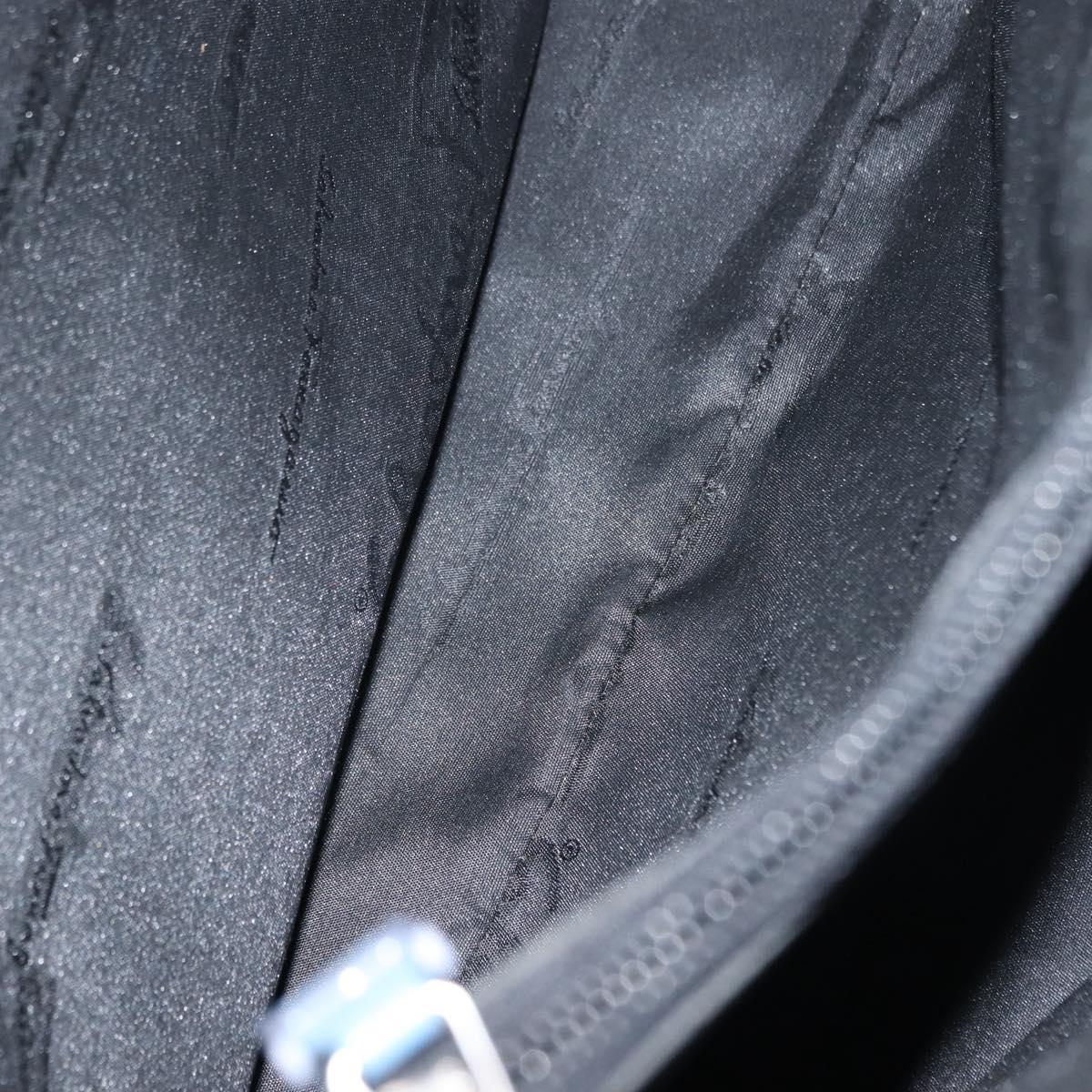 Salvatore Ferragamo Tote Bag Canvas Blue Silver Auth BA7336