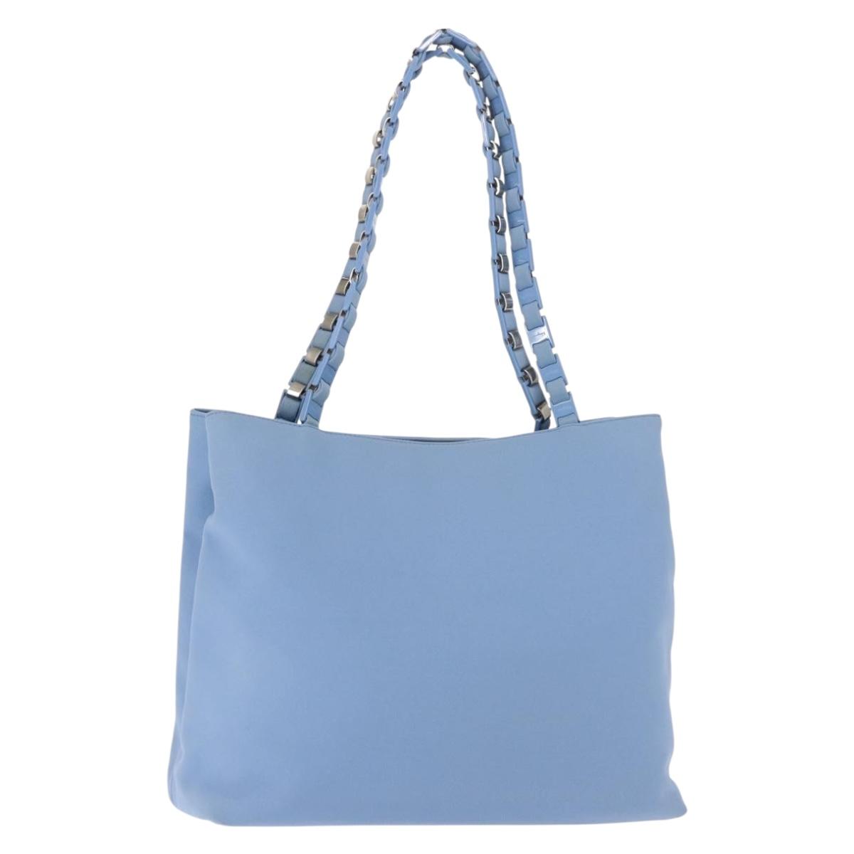 Salvatore Ferragamo Tote Bag Canvas Blue Silver Auth BA7336