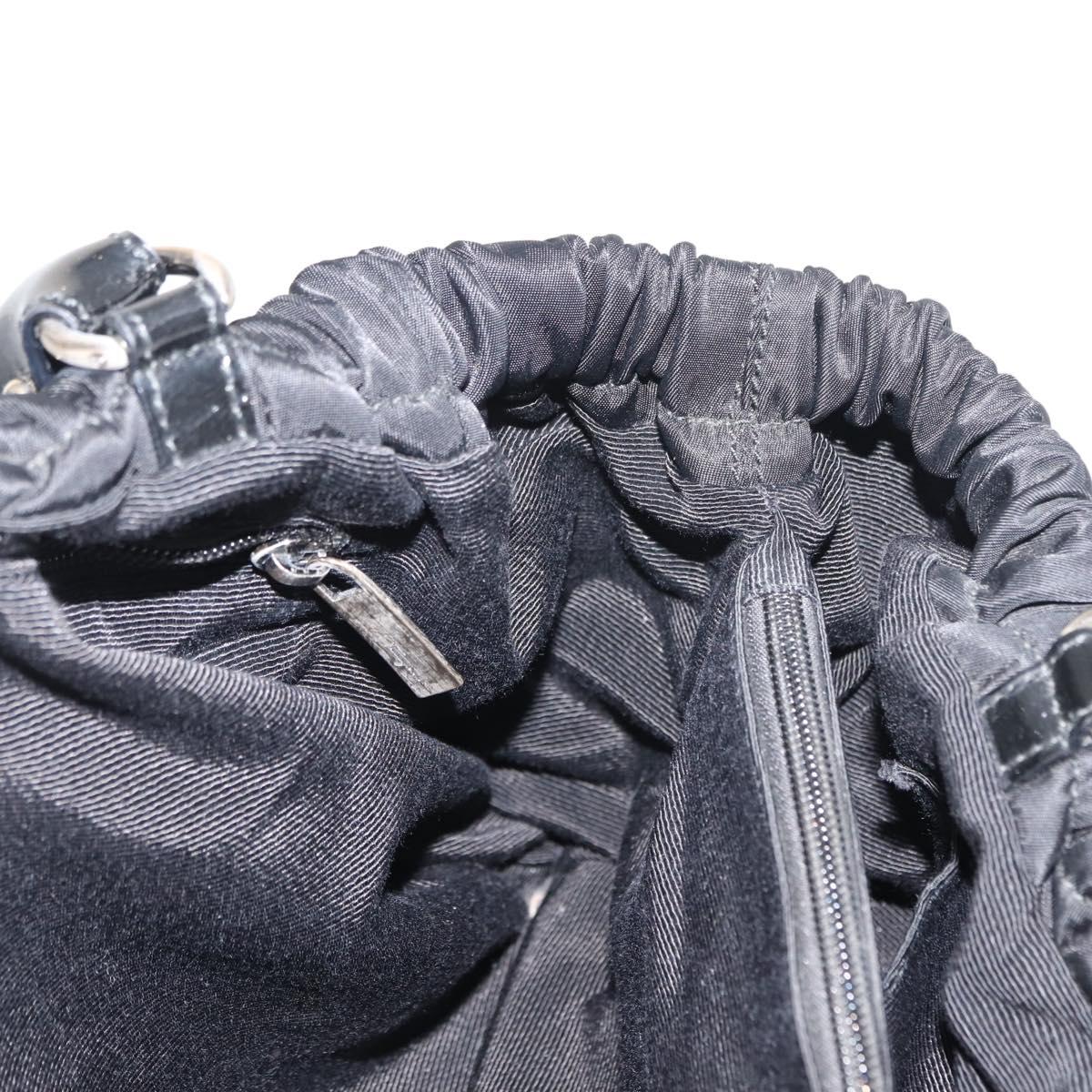 Salvatore Ferragamo Vala Tote Bag Nylon Enamel Black Silver Auth BA7337