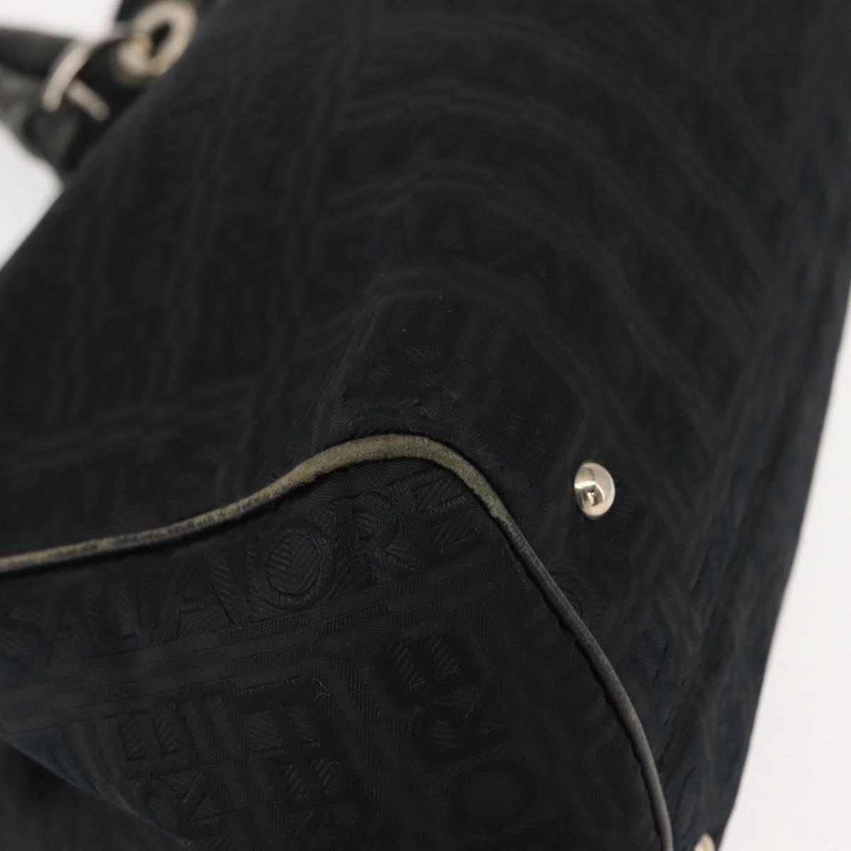 Salvatore Ferragamo Tote Bag Canvas Black Silver Auth BA7338