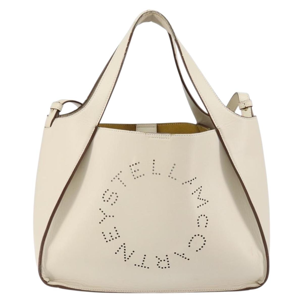 Stella MacCartney Tote Bag Polyester 2way White Gold Auth BA7342