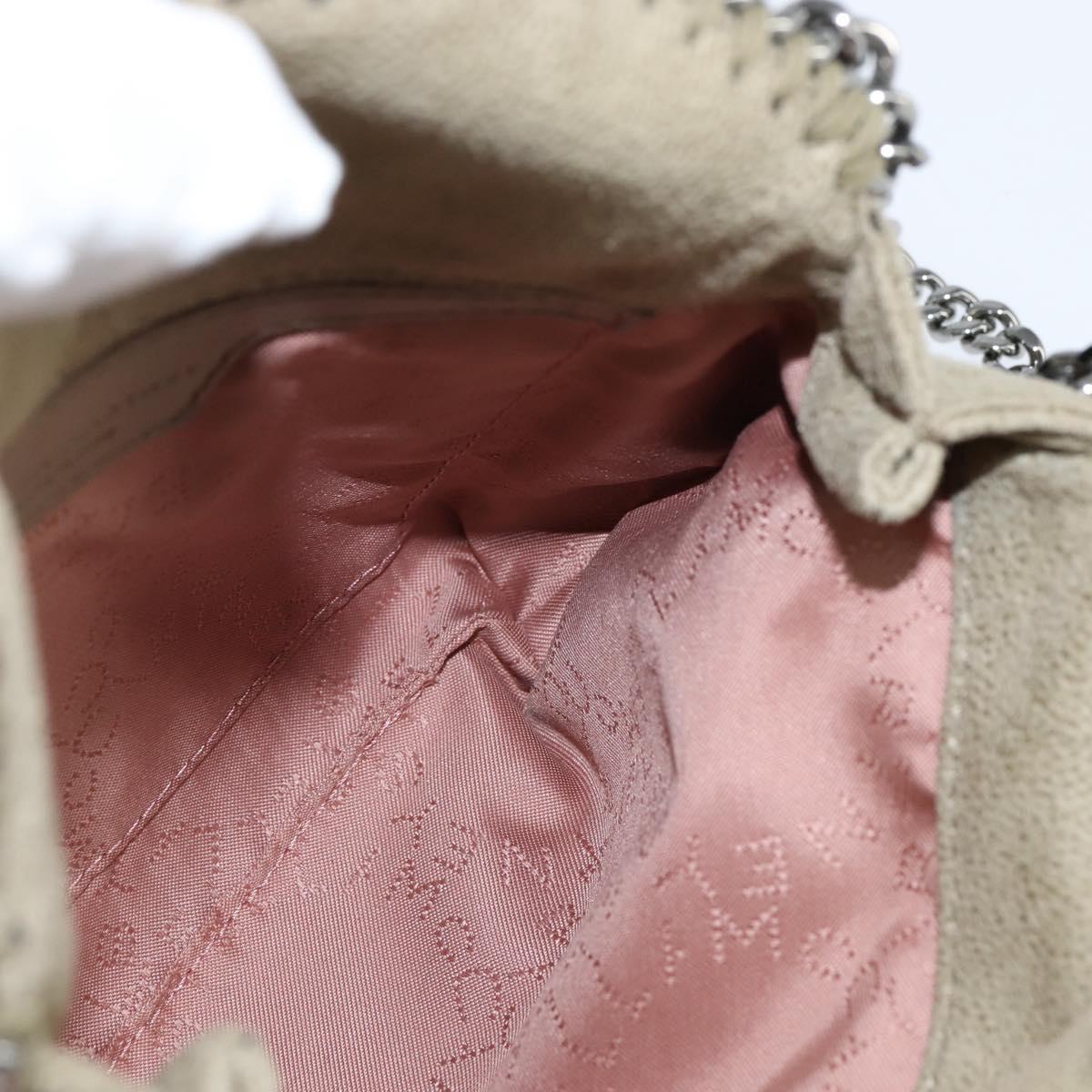 Stella MacCartney Chain Falabella Bag polyester Beige Silver 391698 Auth BA7343