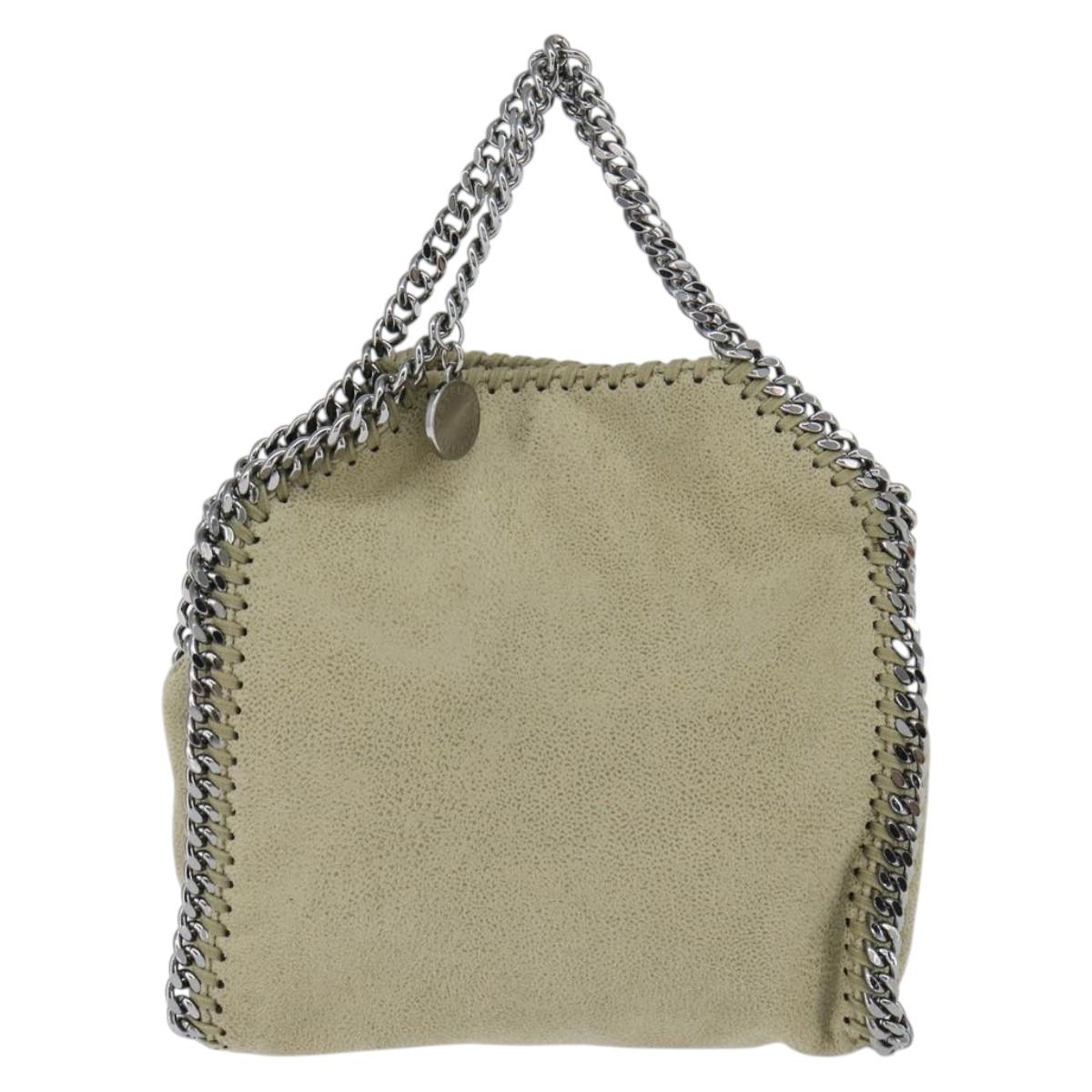 Stella MacCartney Chain Falabella Bag polyester Beige Silver 391698 Auth BA7343