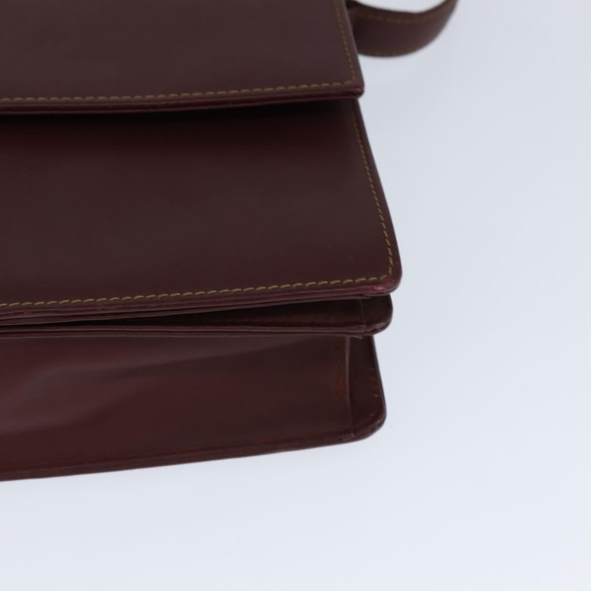 CARTIER Must Line Shoulder Bag Leather Bordeaux Gold Auth BA7352